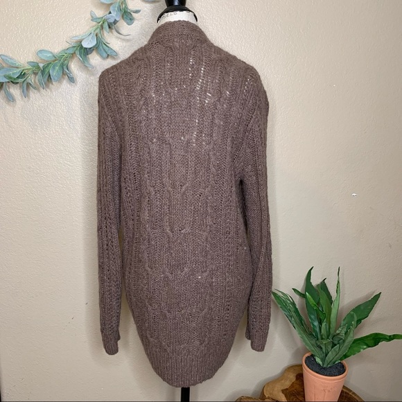 Hollister ~ Brown Open Front Sweater Knit Cardigan Size Medium - Picture 2 of 6
